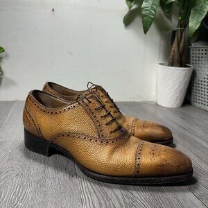 Scarpe Di Bianco SPQR Made In Italy Brown Pebble Leather Derby Size 9.5